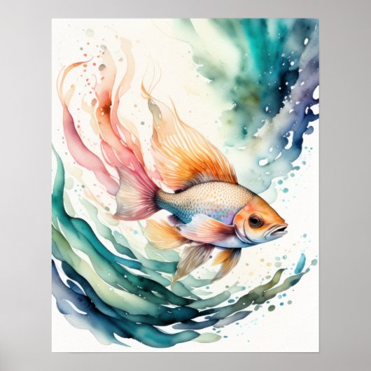 Poster Aquarelle Peinture de poisson (Devant)