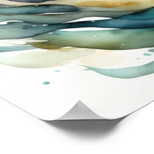 Poster Aquarelle Peinture de poisson Abstrait (Coin)