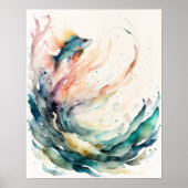 Poster Aquarelle Peinture de poisson Abstrait (Devant)