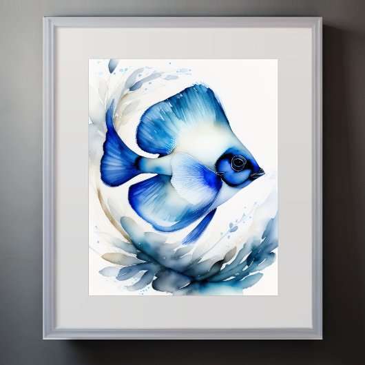 Poster Aquarelle Peinture de poisson bleu