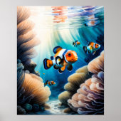 Poster Aquarelle Peinture de poisson clown (Devant)