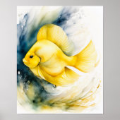 Poster Aquarelle Peinture de poisson jaune (Devant)
