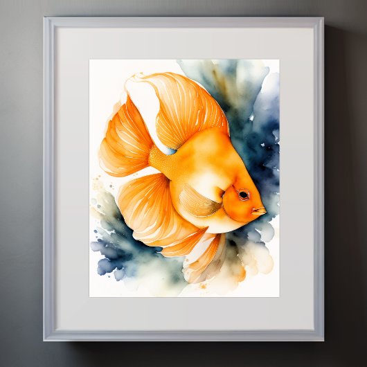 Poster Aquarelle Peinture de poisson orange