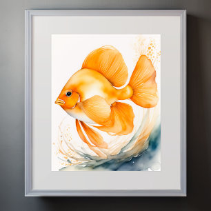Poster Aquarelle Peinture de poisson orange II