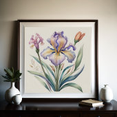 Poster Aquarelle Peinture de pourpre Iris