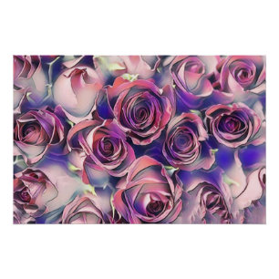 Poster Aquarelle Peinture de roses violets roses