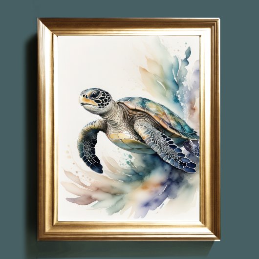 Poster Aquarelle Peinture de tortues marines Couleurs pou
