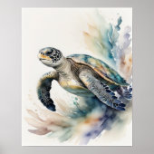 Poster Aquarelle Peinture de tortues marines Couleurs pou (Devant)