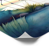 Poster Aquarelle Peinture de troupeau de Flamants roses 1 (Coin)