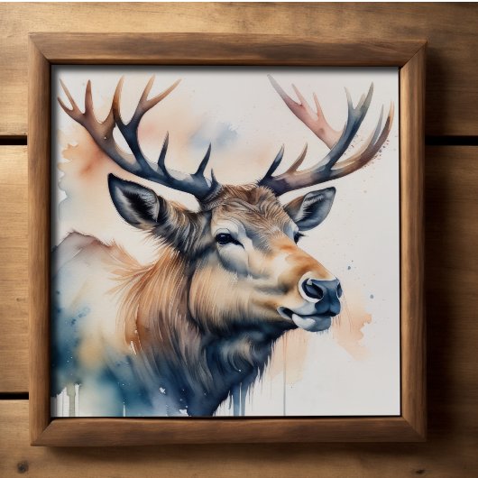 Poster Aquarelle Peinture d'Elk