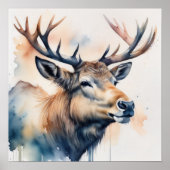 Poster Aquarelle Peinture d'Elk (Devant)