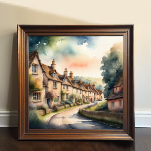 Poster Aquarelle Peinture des Cotswolds anglais