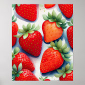 Poster Aquarelle Peinture des fraises (Devant)