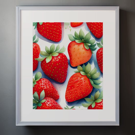 Poster Aquarelle Peinture des fraises
