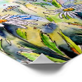 Poster Aquarelle Peinture des marguerites (Coin)