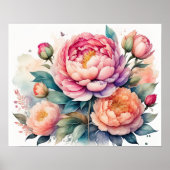 Poster Aquarelle Peinture des pivoines (Devant)