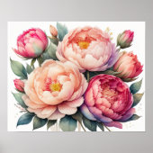 Poster Aquarelle Peinture des pivoines IV (Devant)