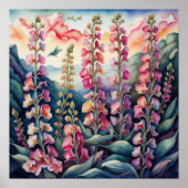 Poster Aquarelle Peinture des Snapdragons (Devant)