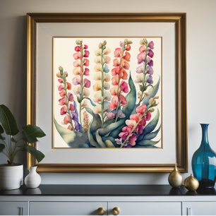 Poster Aquarelle Peinture des Snapdragons