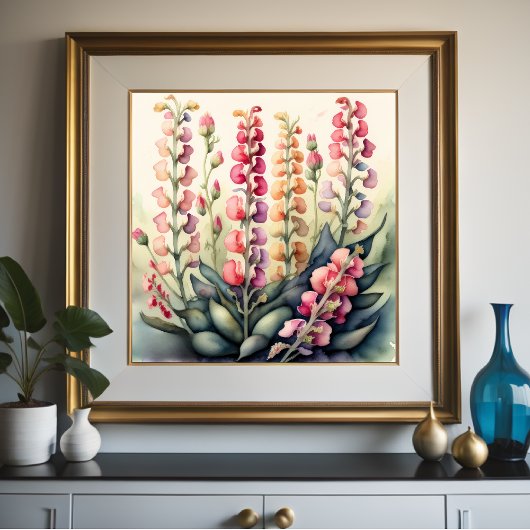 Poster Aquarelle Peinture des Snapdragons