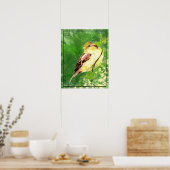 Poster Aquarelle Peinture d'Oiseau du Bruant dans l'arbre (Cuisine)