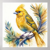 Poster Aquarelle Peinture d'Oiseau Jaune 1:1 (Devant)