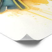 Poster Aquarelle Peinture d'Oiseau Jaune 3:2 (Coin)