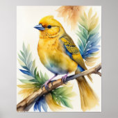 Poster Aquarelle Peinture d'oiseaux jaunes 5:4 (Devant)