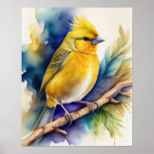 Poster Aquarelle Peinture d'oiseaux jaunes 5:4 (Devant)
