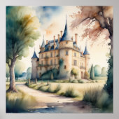 Poster Aquarelle Peinture du Château de France III (Devant)