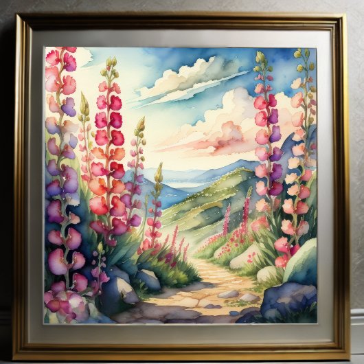 Poster Aquarelle Peinture du paysage de Snapdragon