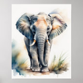 Poster Aquarelle Peinture d'un éléphant 5:4 (Devant)