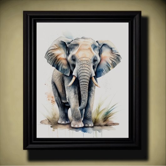 Poster Aquarelle Peinture d'un éléphant 5:4