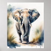 Poster Aquarelle Peinture d'un éléphant 5:4 (Devant)