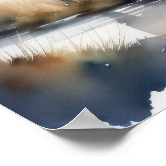 Poster Aquarelle Peinture d'un Elk 5:4 (Coin)