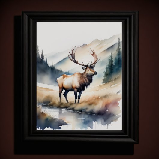 Poster Aquarelle Peinture d'un Elk 5:4