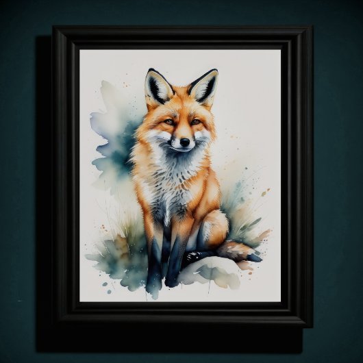 Poster Aquarelle Peinture d'un Fox 5:4