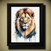 Poster Aquarelle Peinture d'un lion mâle 5:4