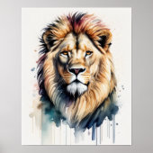 Poster Aquarelle Peinture d'un lion mâle 5:4 (Devant)