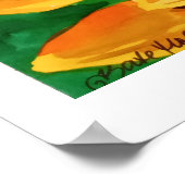 Poster Aquarelle peinture d'un motif d'art de tournesol (Coin)