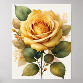 Poster Aquarelle Peinture d'un Rose (Devant)