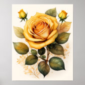 Poster Aquarelle Peinture d'un Rose Jaune (Devant)