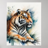 Poster Aquarelle Peinture d'un tigre 5:4 (Devant)