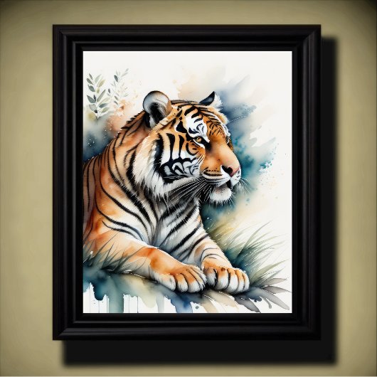 Poster Aquarelle Peinture d'un tigre 5:4