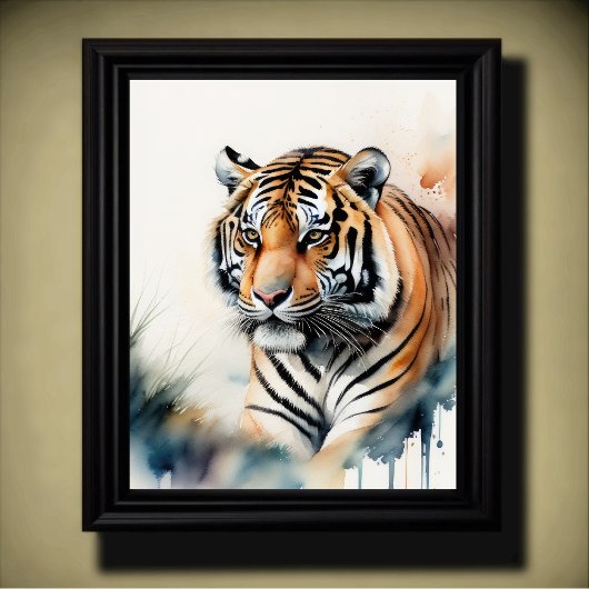 Poster Aquarelle Peinture d'un tigre 5:4