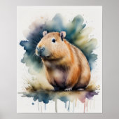 Poster Aquarelle Peinture d'une Capybara 5:4 (Devant)