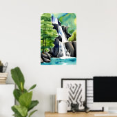 Poster Aquarelle Peinture D'Une Cascade (Bureau à domicile)