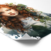 Poster Aquarelle Peinture D'Une Fille Rouge Haïrée (Coin)