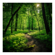 Aquarelle Peinture d'une forêt d'été luxuriante