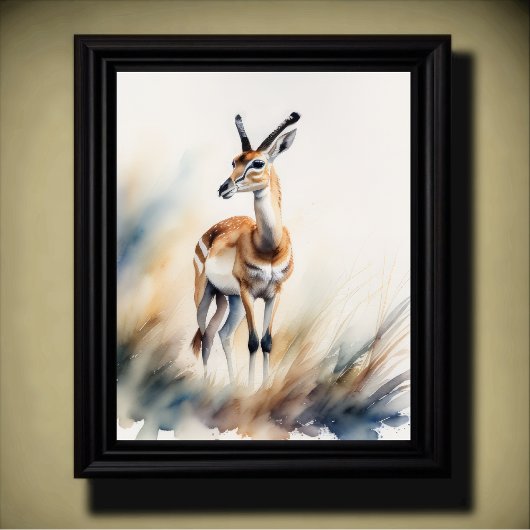 Poster Aquarelle Peinture d'une Gazelle 5:4